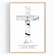 Geschenk zur Konfirmation personalisiertes Poster Konfirmationskreuz Kreuz Bild