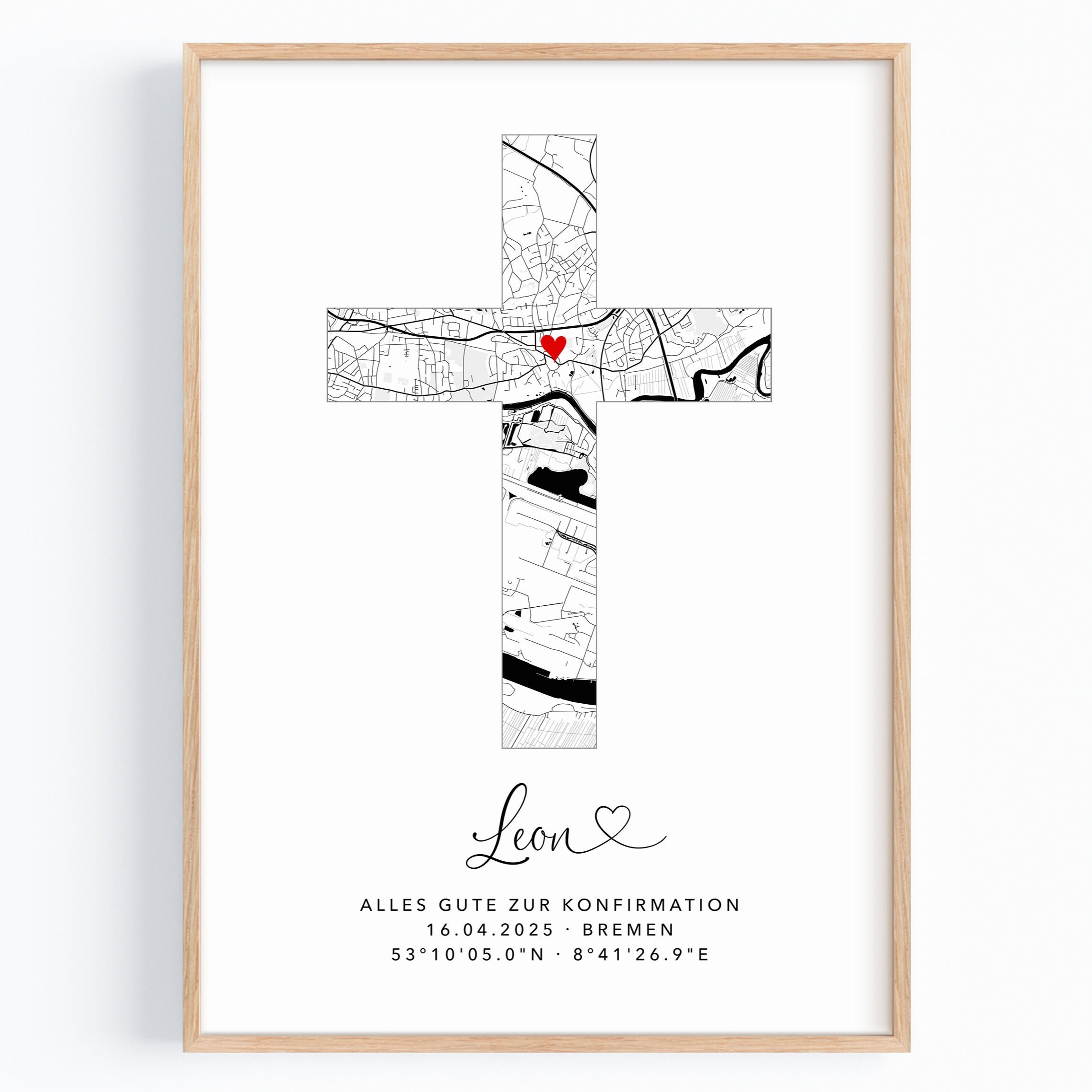 Geschenk zur Konfirmation personalisiertes Poster Konfirmationskreuz Kreuz Bild