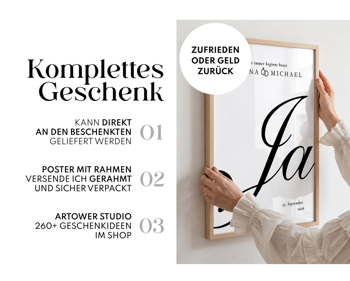 Hochzeitsposter „Für immer beginnt heute“ – Personalisiert mit Namen & Datum