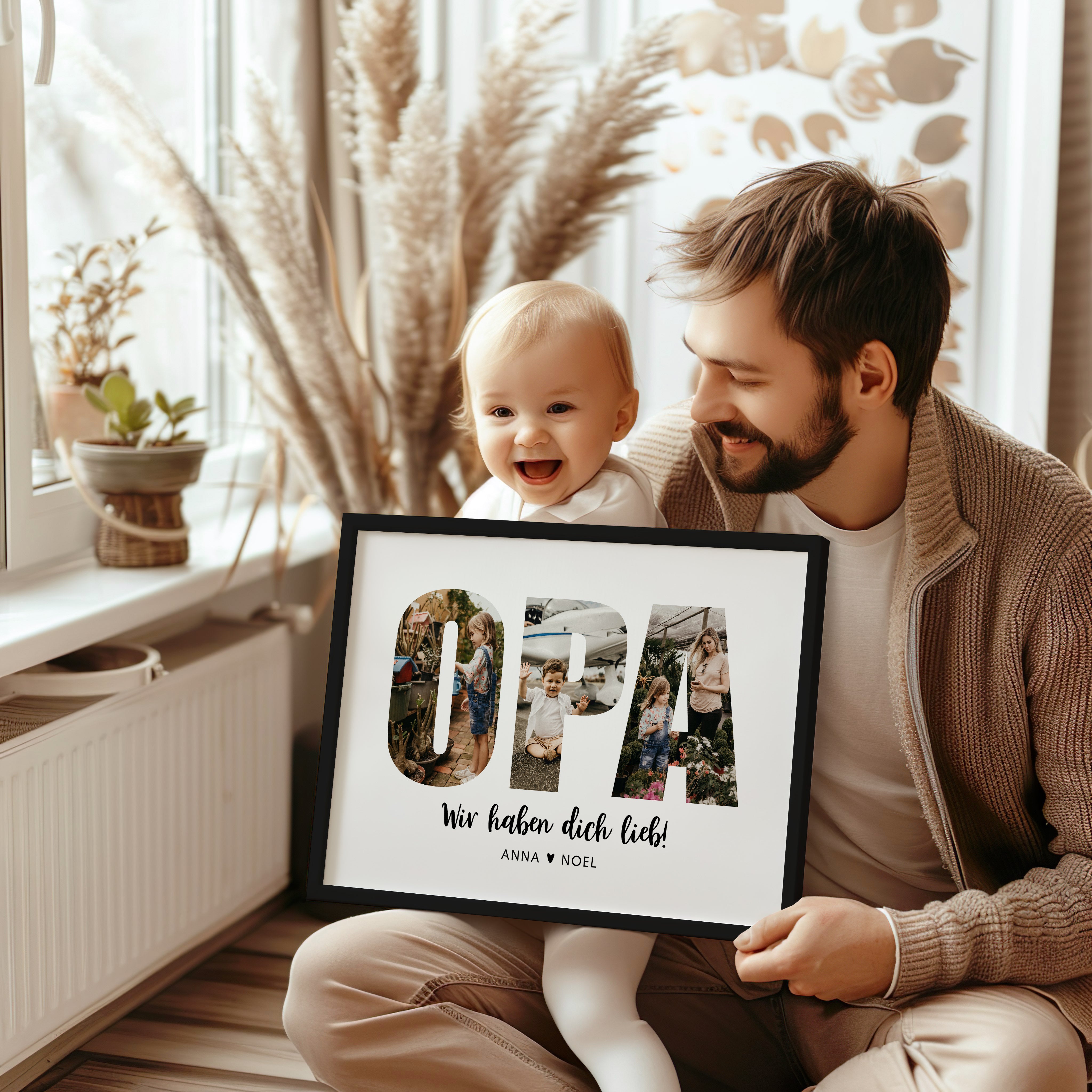 Opa Geschenk – Persönliche Fotocollage zum Geburtstag, Weihnachten oder Vatertag