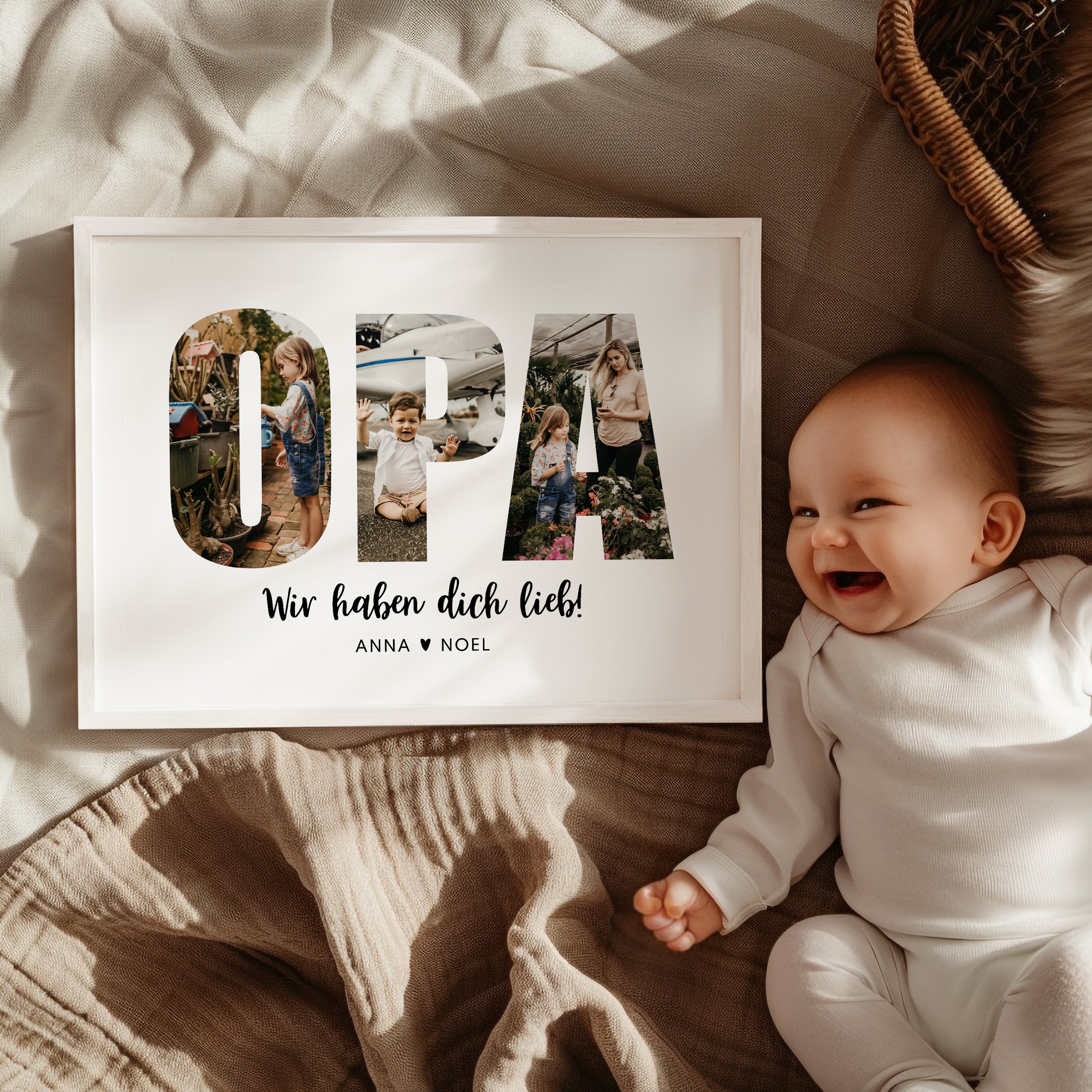 Opa Geschenk – Persönliche Fotocollage zum Geburtstag, Weihnachten oder Vatertag