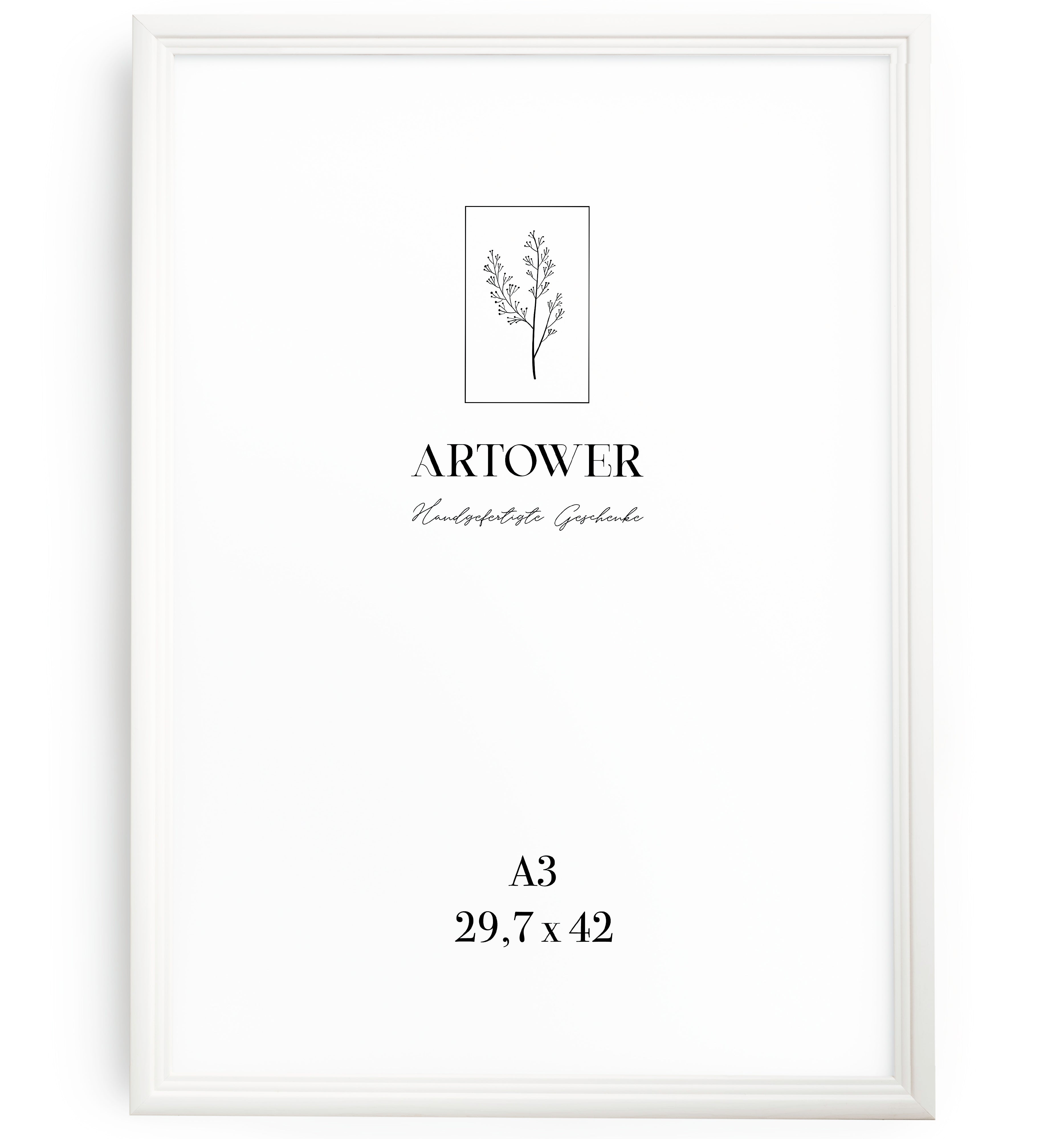 Artower® Vintage Bilderrahmen für A3 (29,7 x 42 cm) Weiß – Holzrahmen im klassischen Landhausstil – Fotorahmen für Wand