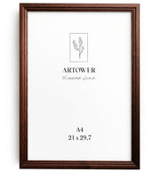 Artower® Vintage Bilderrahmen für A4 (21 x 29,7 cm) Braun – Holzrahmen im klassischen Landhausstil – Fotorahmen für Wand und Tisch
