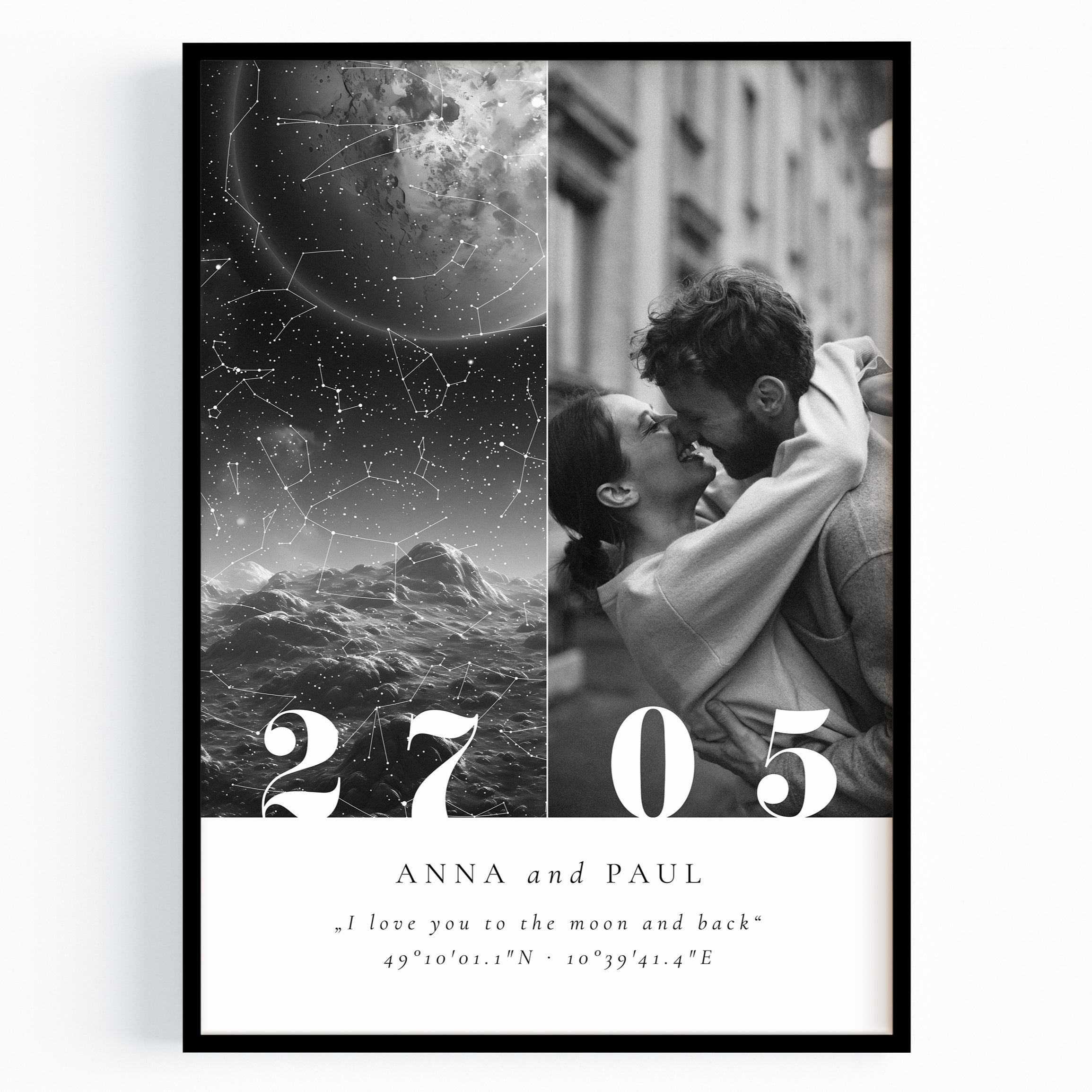 Sternenhimmel Poster mit Foto – Personalisiertes Geschenk für Paare