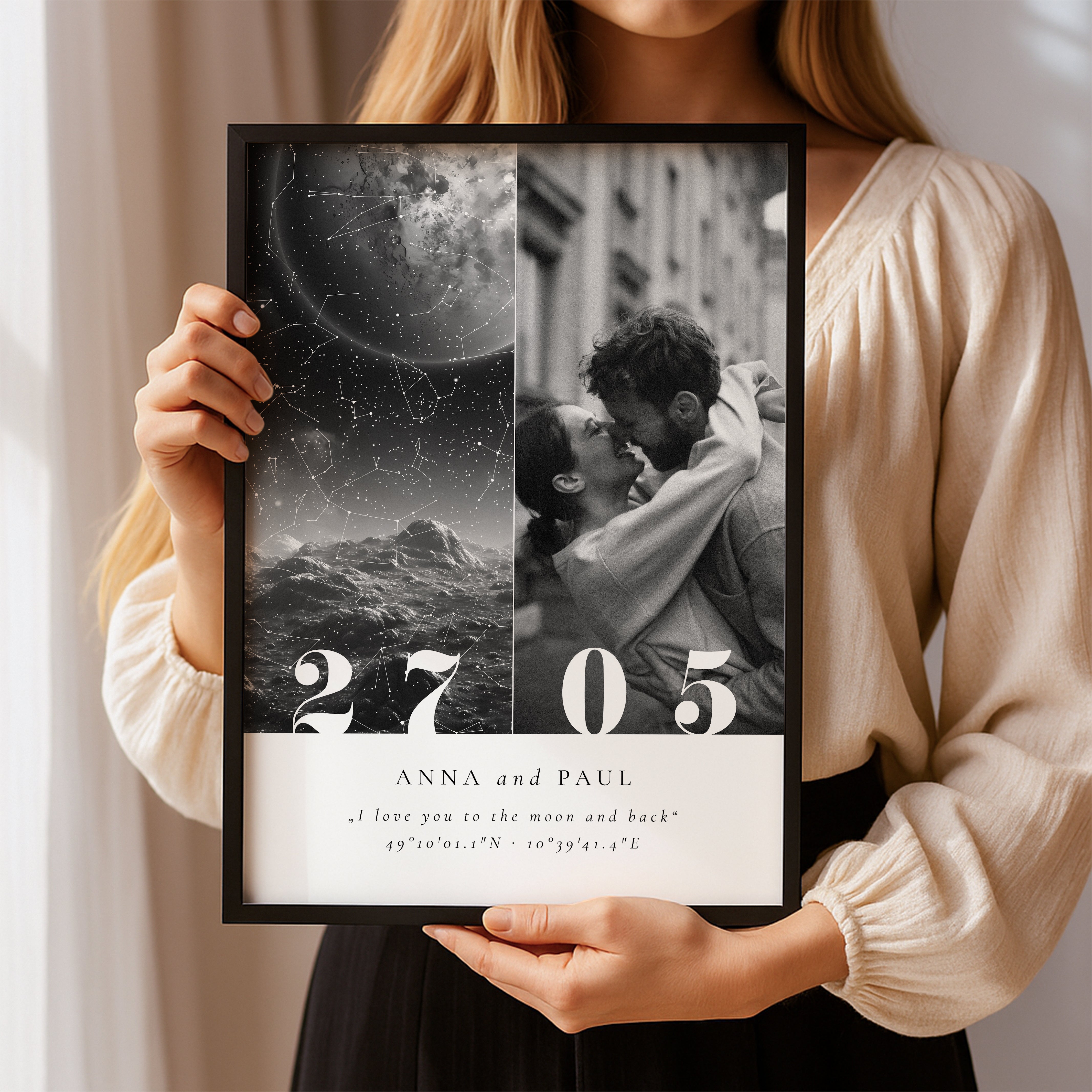 Sternenhimmel Poster mit Foto – Personalisiertes Geschenk für Paare