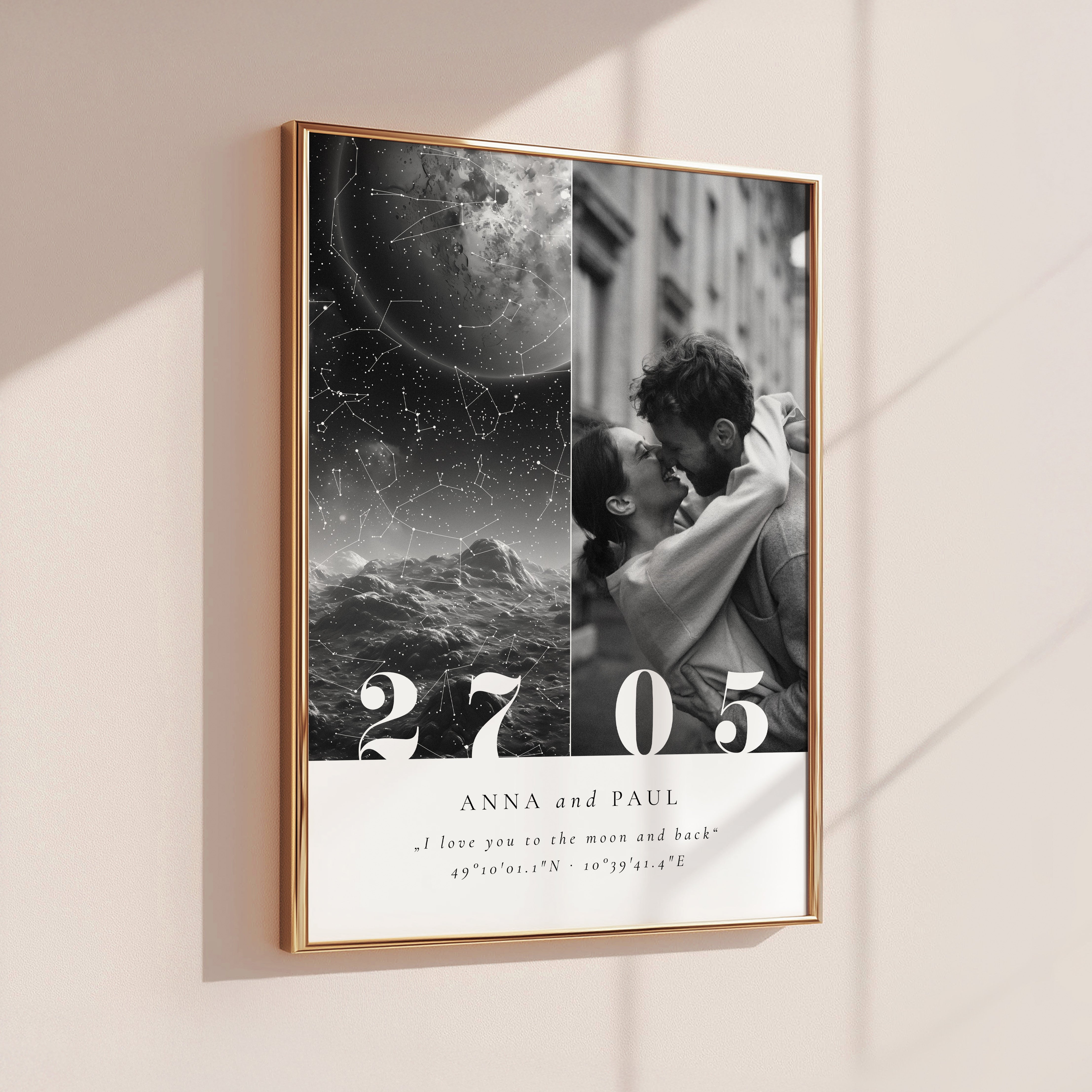 Sternenhimmel Poster mit Foto – Personalisiertes Geschenk für Paare