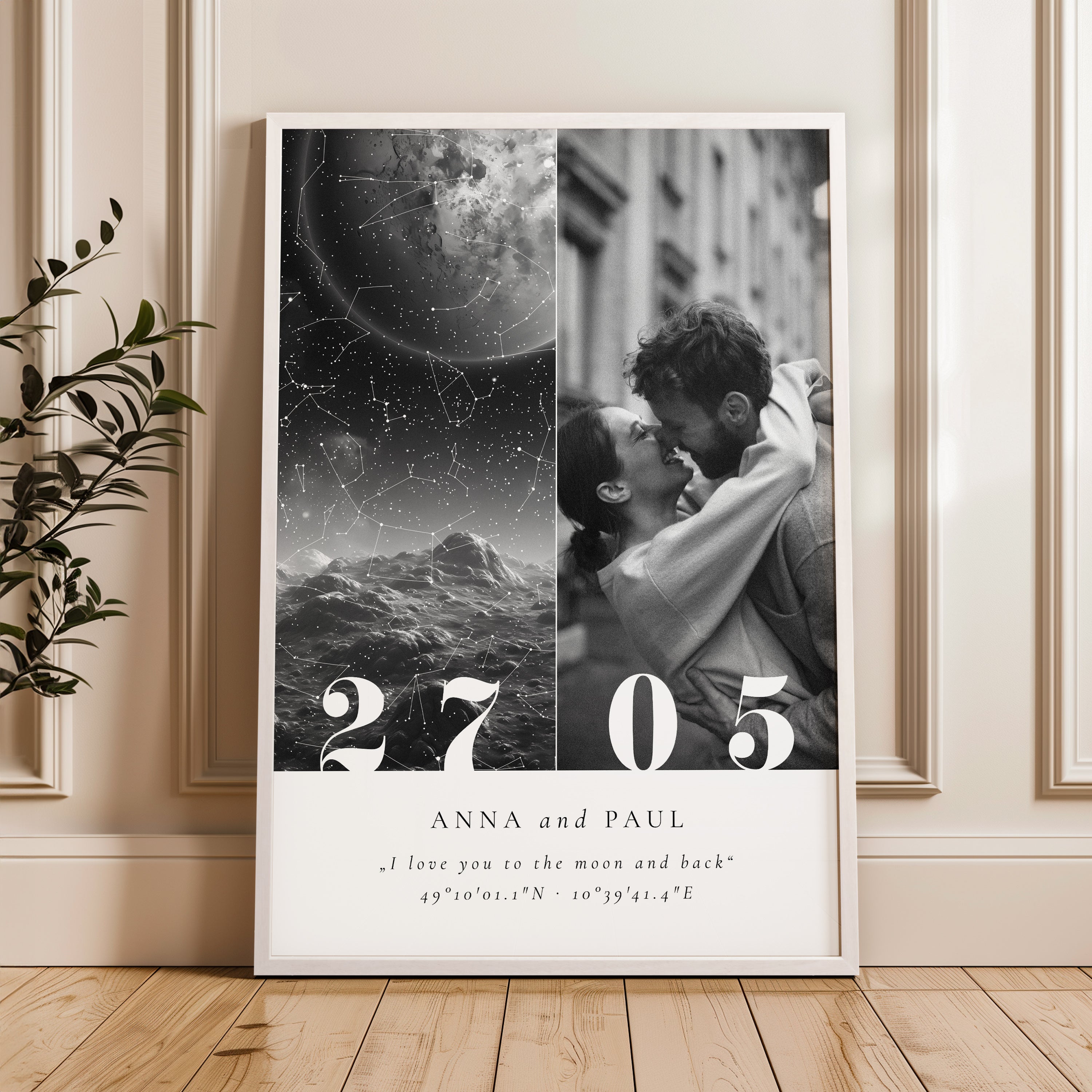 Sternenhimmel Poster mit Foto – Personalisiertes Geschenk für Paare