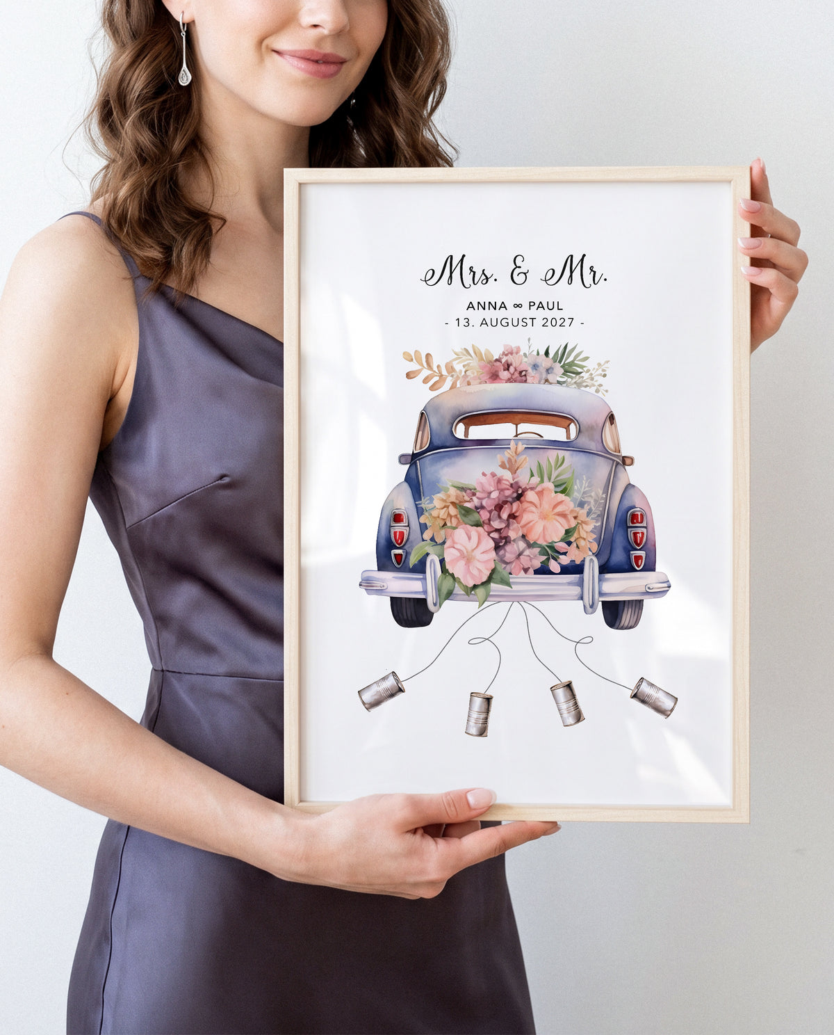 Just Married Auto Poster personalisiert – Hochzeitsgeschenk | Artower
