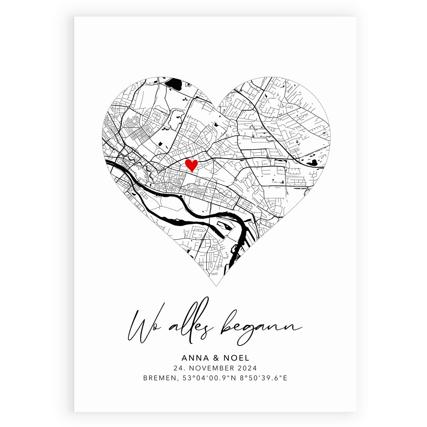 Wo alles begann Poster - Personalisierte Stadtkarte