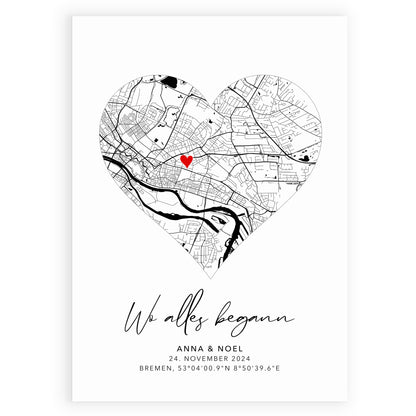 Wo alles begann Poster - Personalisierte Stadtkarte