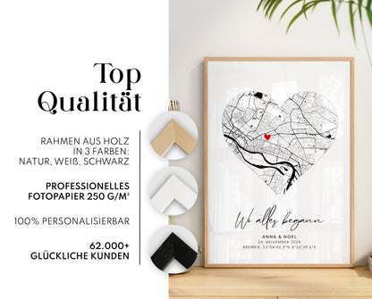 Wo alles begann Poster - Personalisierte Stadtkarte