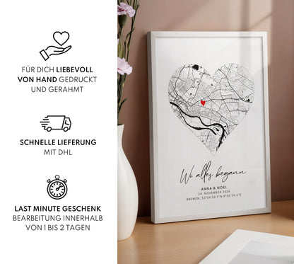 Wo alles begann Poster - Personalisierte Stadtkarte