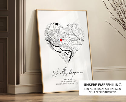Wo alles begann Poster - Personalisierte Stadtkarte