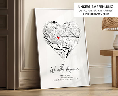 Wo alles begann Poster - Personalisierte Stadtkarte