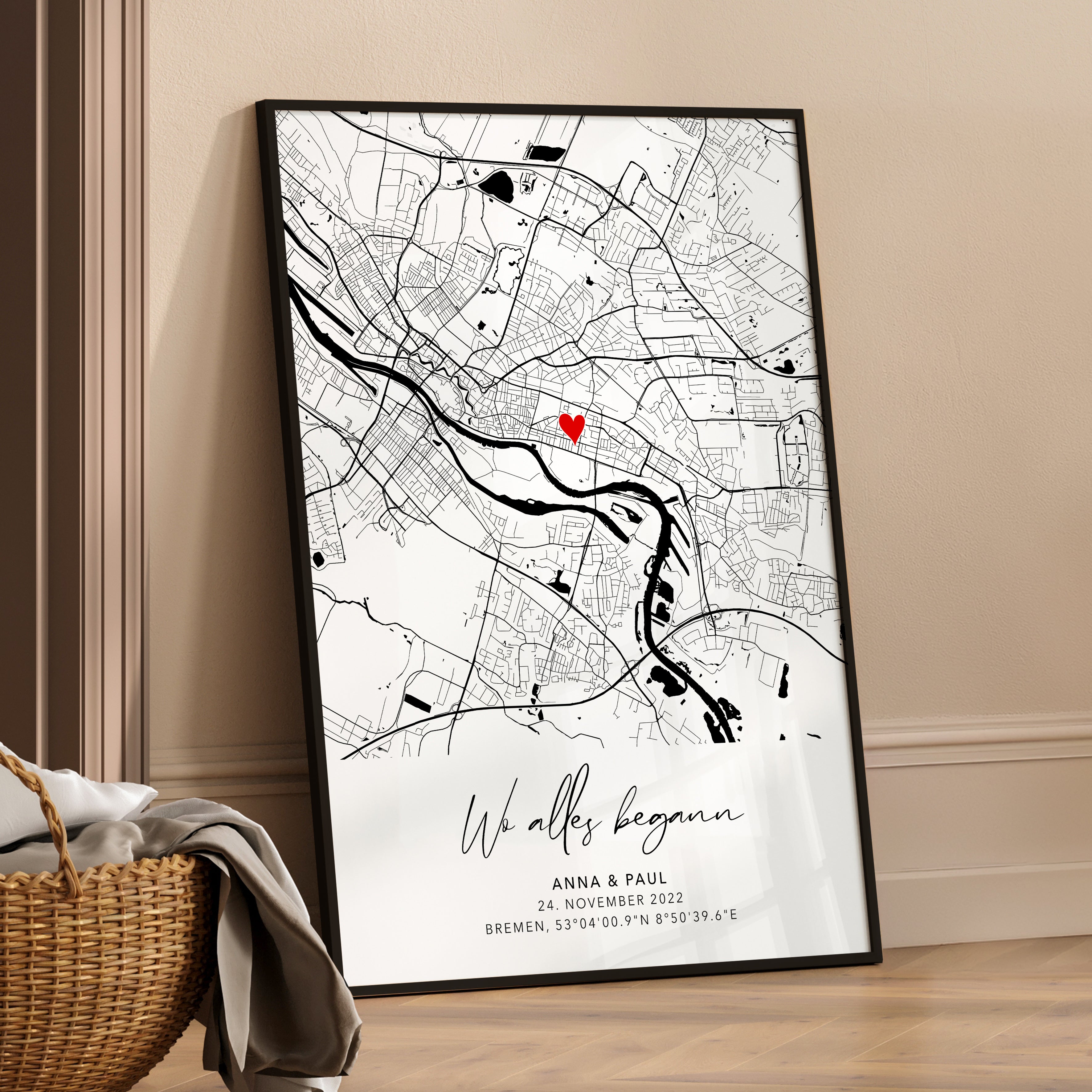 Personalisiertes Hochzeitsgeschenk - Wo alles begann Koordinaten Bild