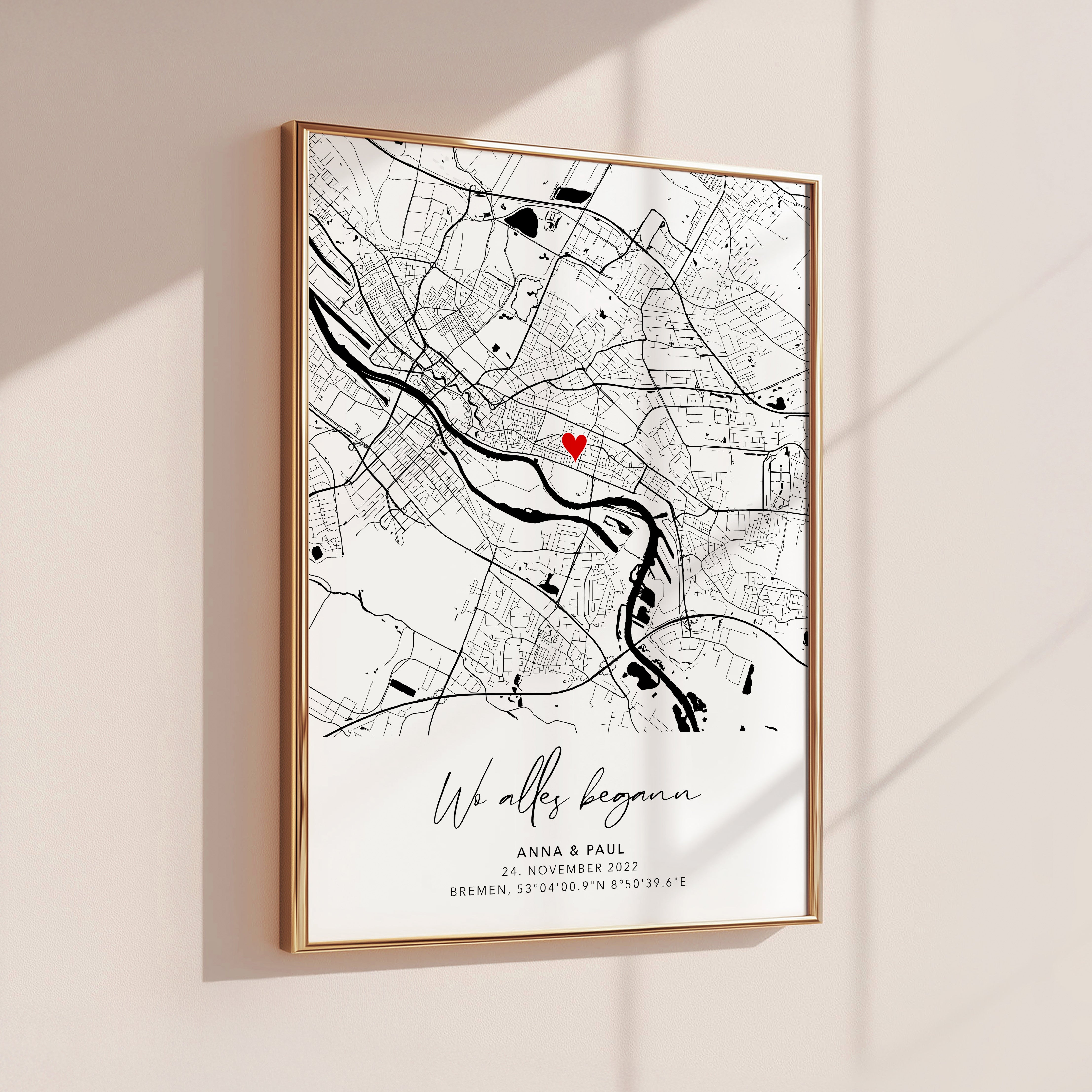 Personalisiertes Hochzeitsgeschenk - Wo alles begann Koordinaten Bild