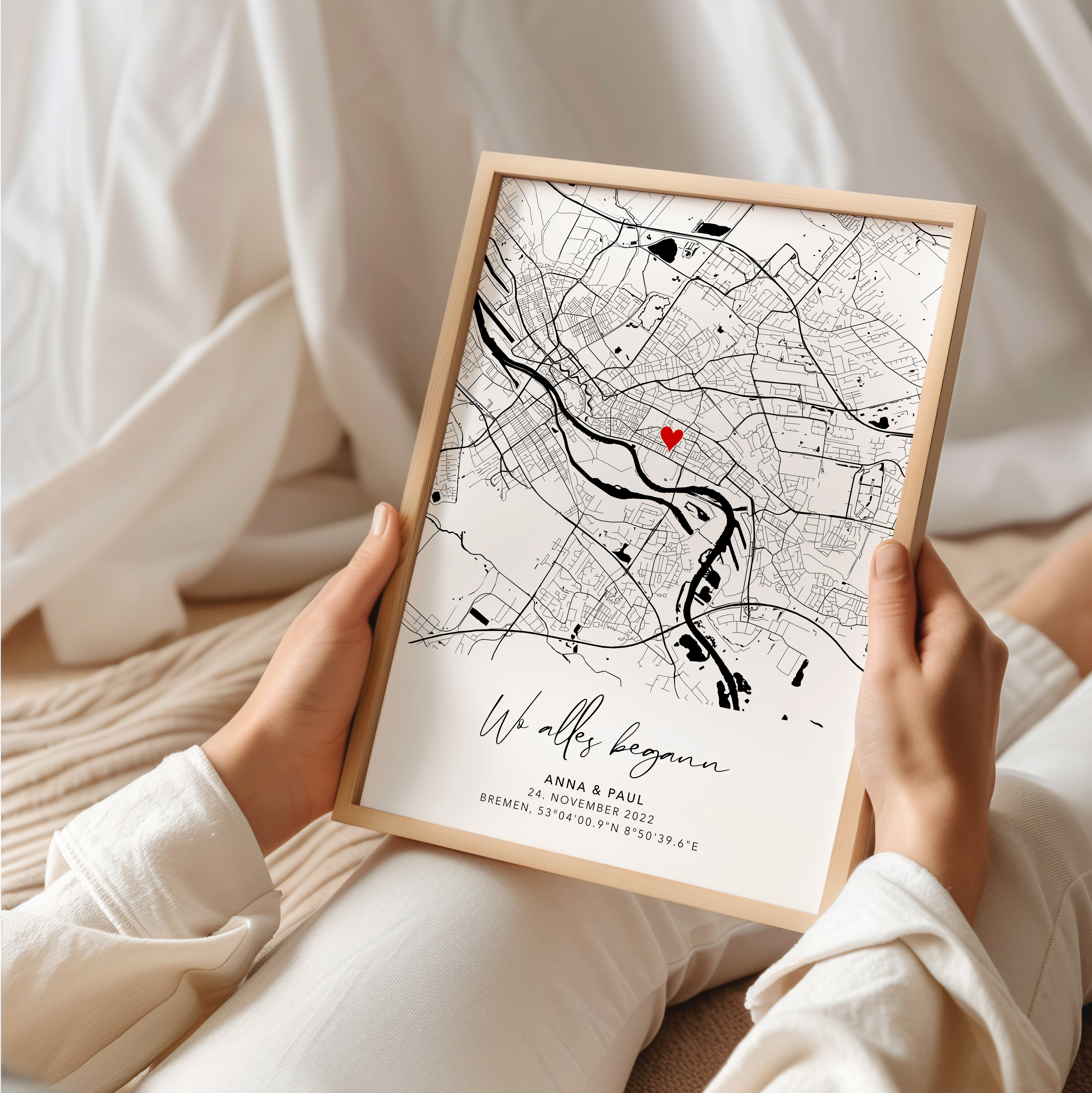 Personalisiertes Hochzeitsgeschenk - Wo alles begann Koordinaten Bild
