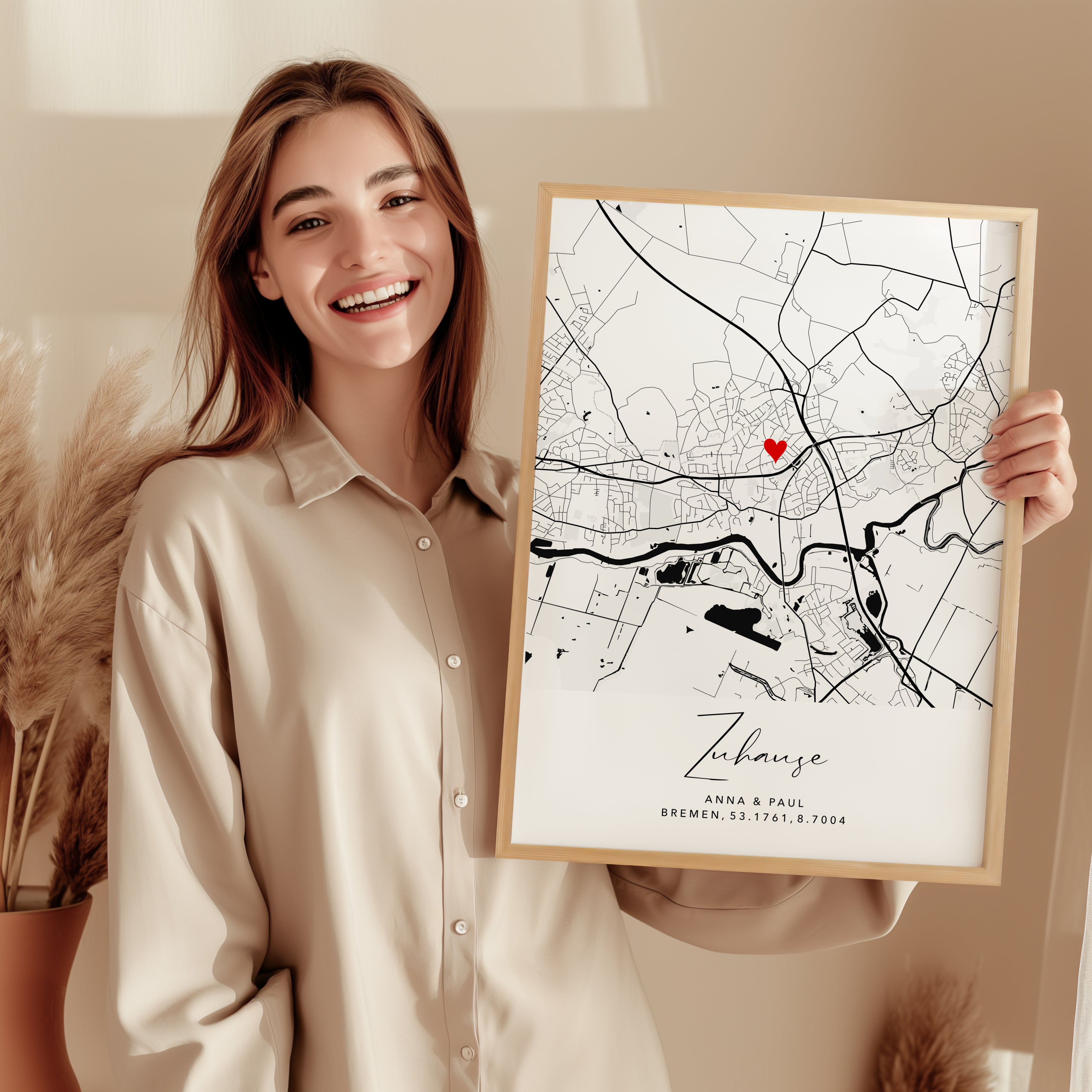 Zuhause Poster - Personalisierte Stadtkarte