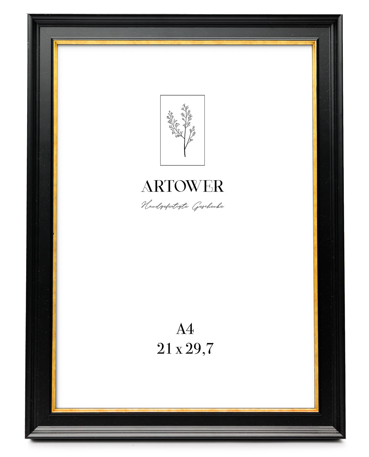 Bilderrahmen für A4 (21 x 29,7 cm) - Klassischer Schwarz Gold