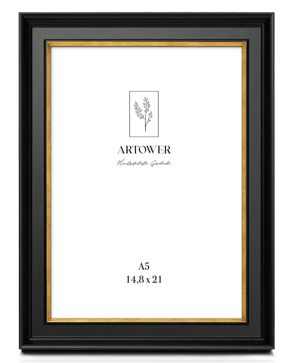 Bilderrahmen für A5 (15 x 21 cm) - Klassischer Schwarz Gold