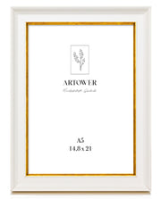 Bilderrahmen für A5 (15 x 21 cm) - Klassischer Weiß Gold