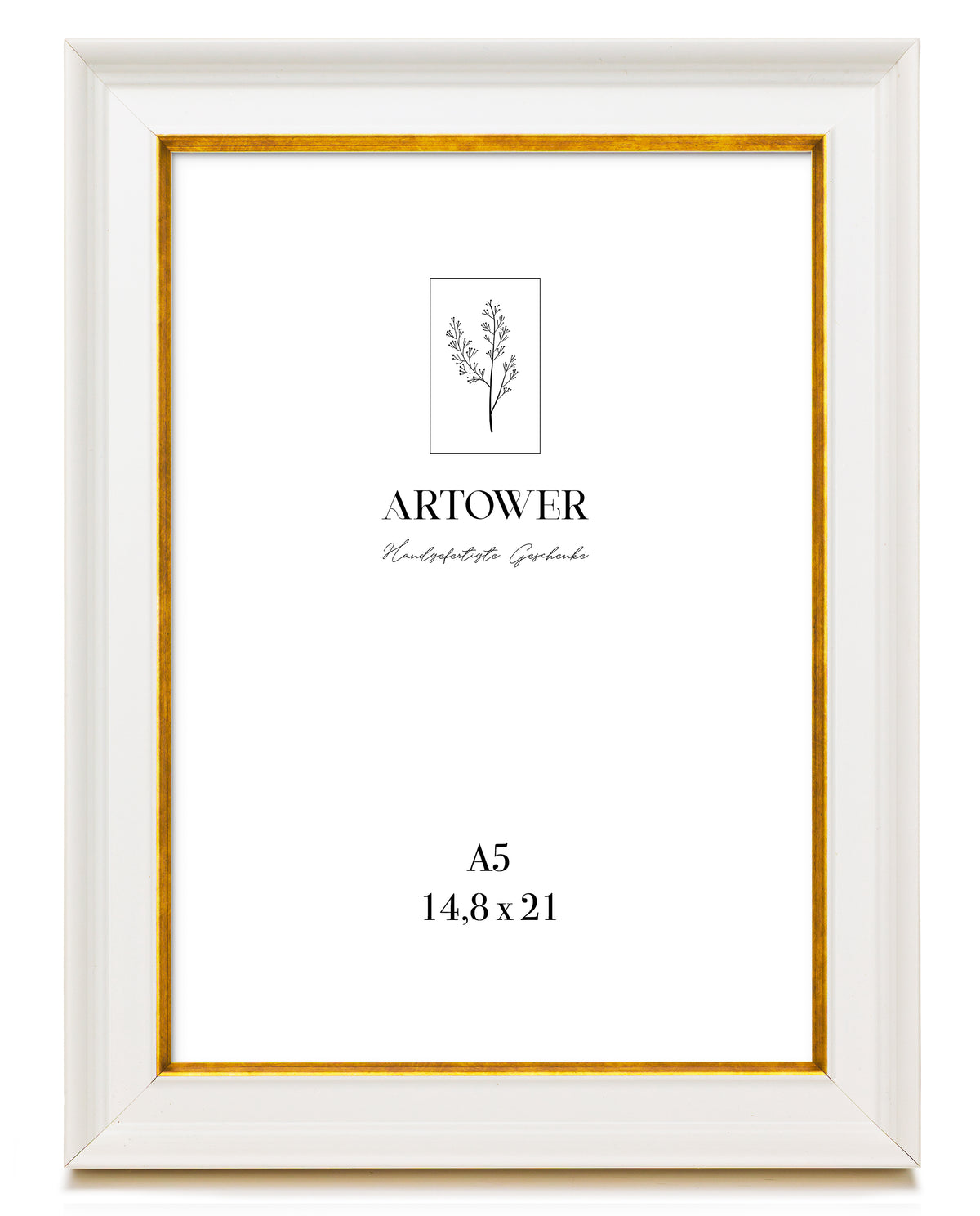 Bilderrahmen für A5 (15 x 21 cm) - Klassischer Weiß Gold