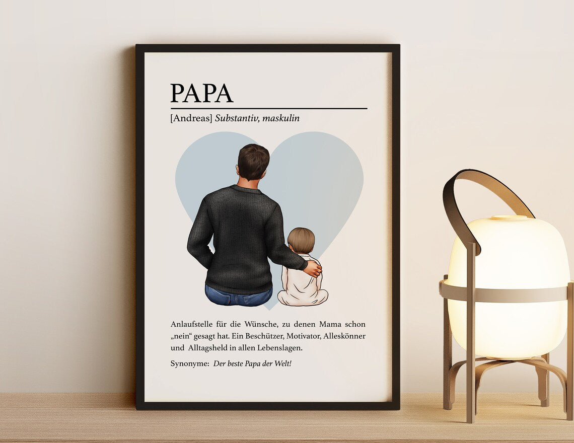 Papa Geschenk personalisiert – Papa Bild & Definition Poster zum Vatertag & Geburtstag
