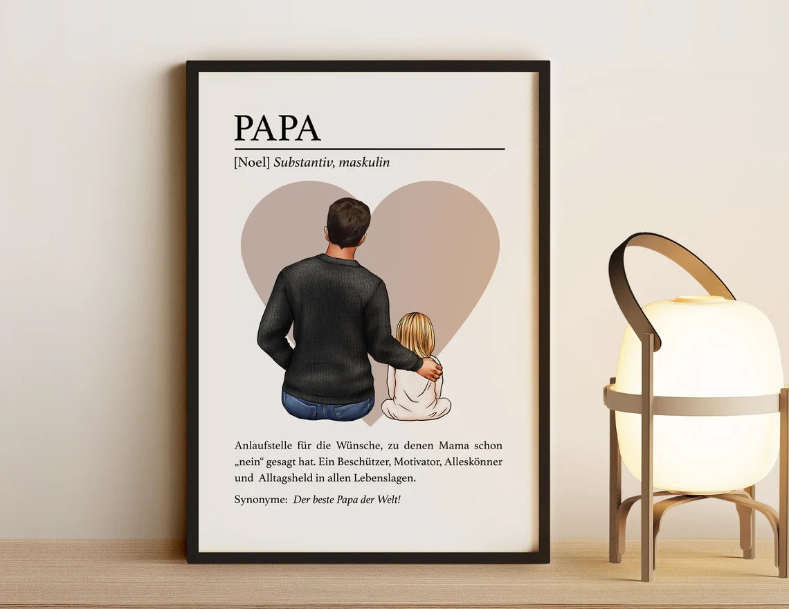 Papa Geschenk – Bild mit Definition, Vatertag & Geburtstag Idee