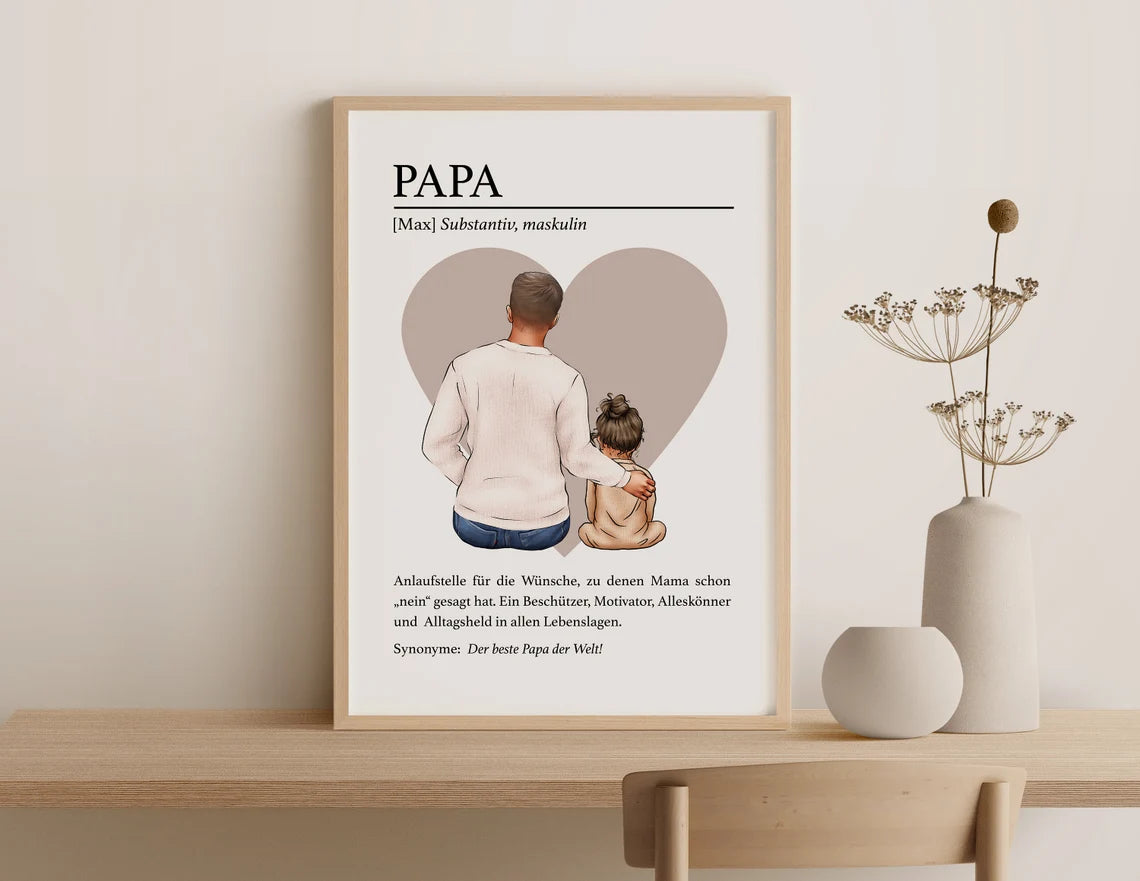 Papa Geschenk – Bild mit Definition, Vatertag & Geburtstag Idee
