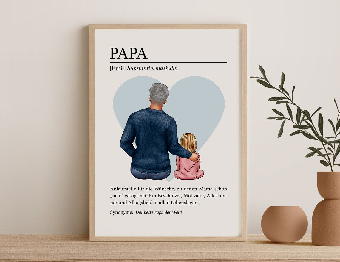 Papa Geschenk personalisiert – Papa Bild & Definition Poster zum Vatertag & Geburtstag
