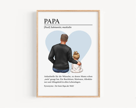 Papa Geschenk personalisiert – Papa Bild & Definition Poster zum Vatertag & Geburtstag