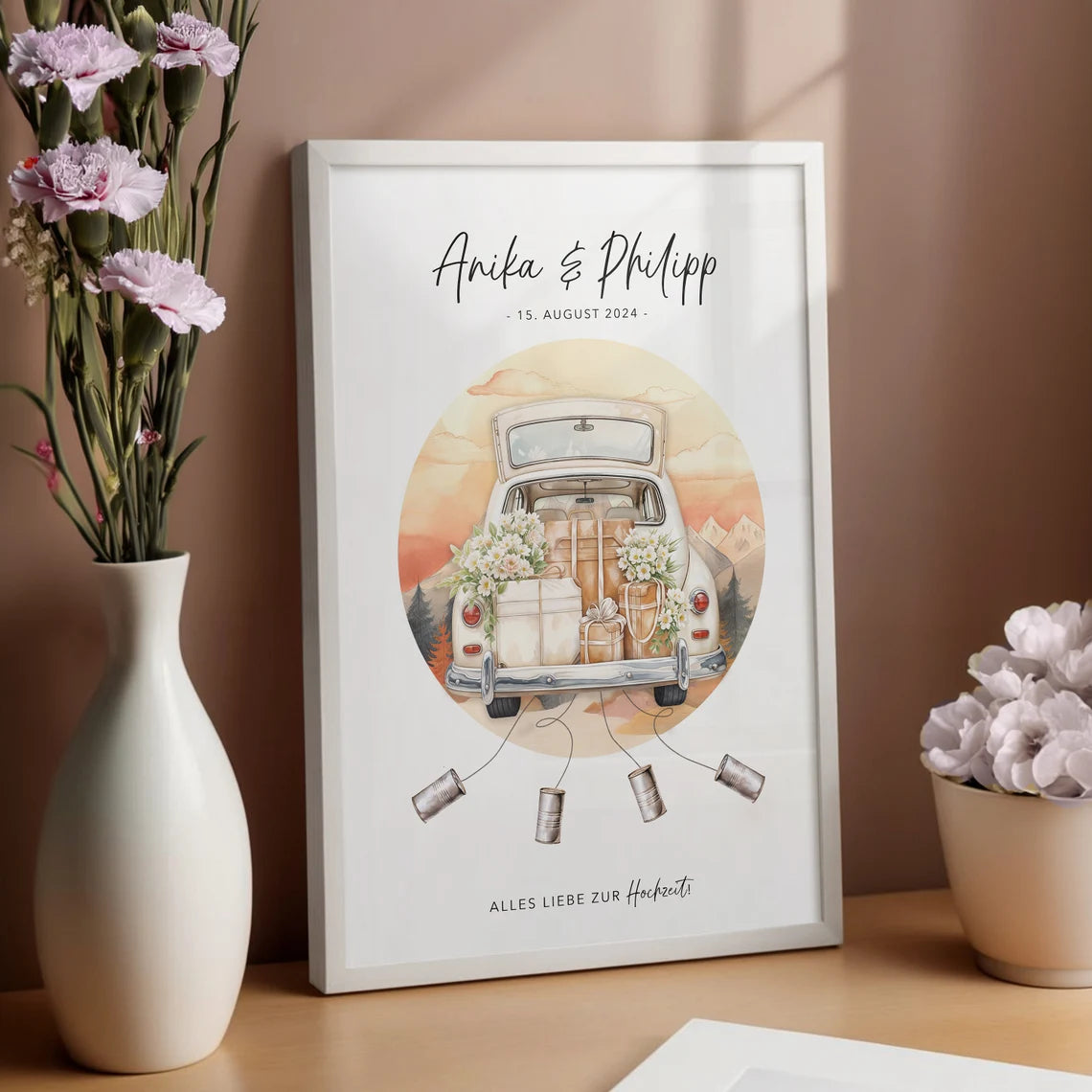 Hochzeitsgeschenk Geld – Bild mit Auto für Brautpaar