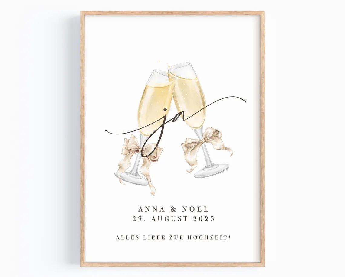 Hochzeitsgeschenk „Ja“ Bild für das Brautpaar – Alles Liebe zur Hochzeit