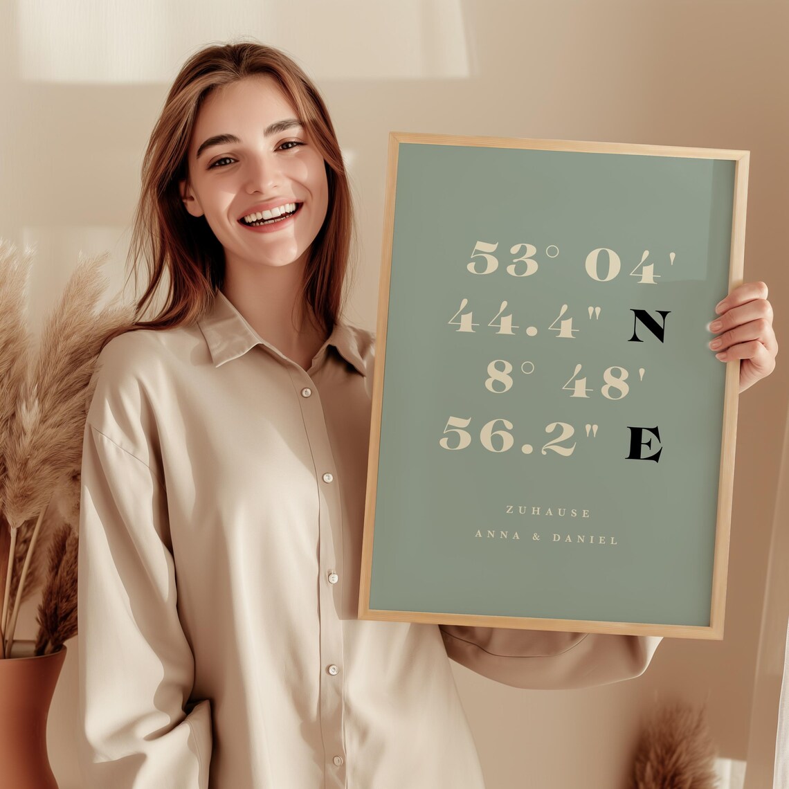 Retro Koordinaten Poster „Zuhause“ – Personalisiertes Einzugsgeschenk