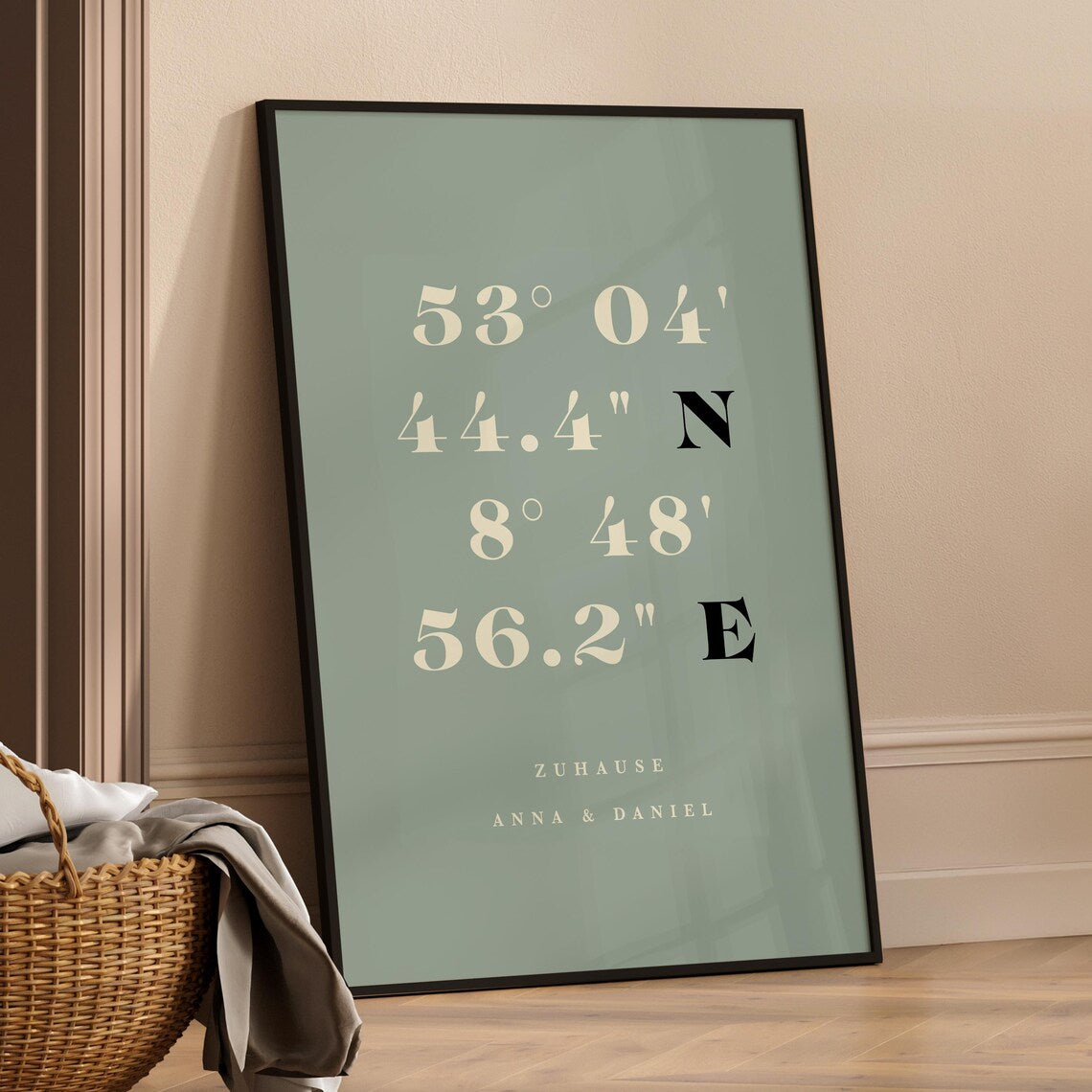Retro Koordinaten Poster „Zuhause“ – Personalisiertes Einzugsgeschenk