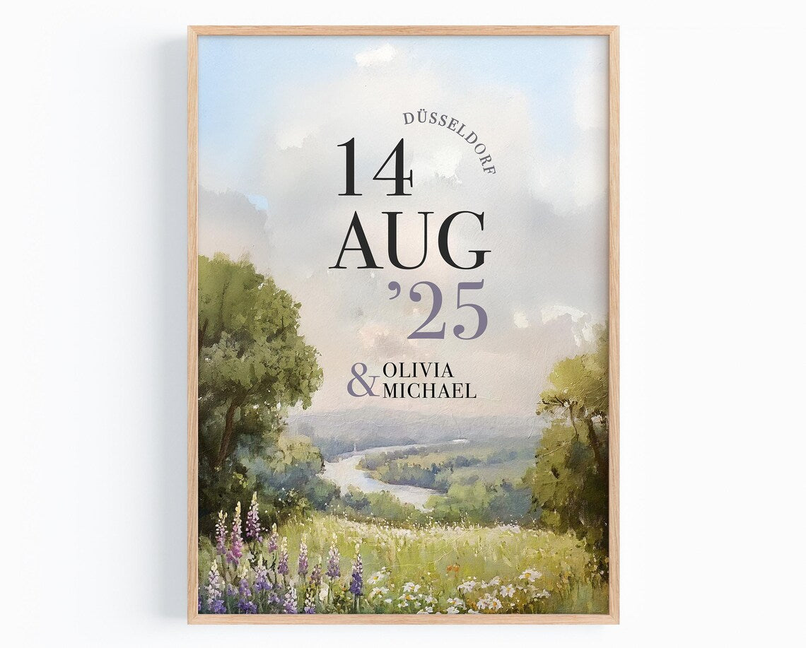 Hochzeitsgeschenk mit Datum – Personalisiertes Poster fürs Brautpaar