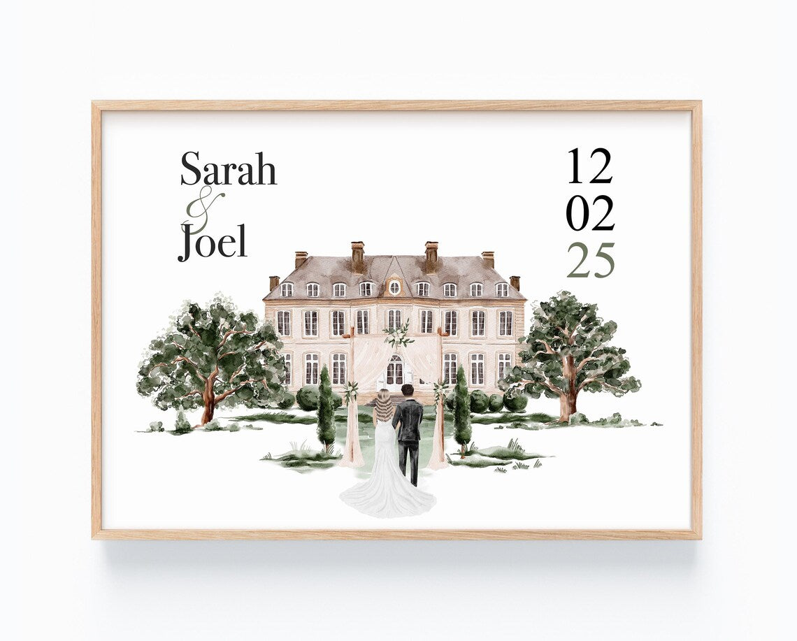 Personalisiertes Hochzeitsgeschenk – Poster mit Brautpaar Illustration