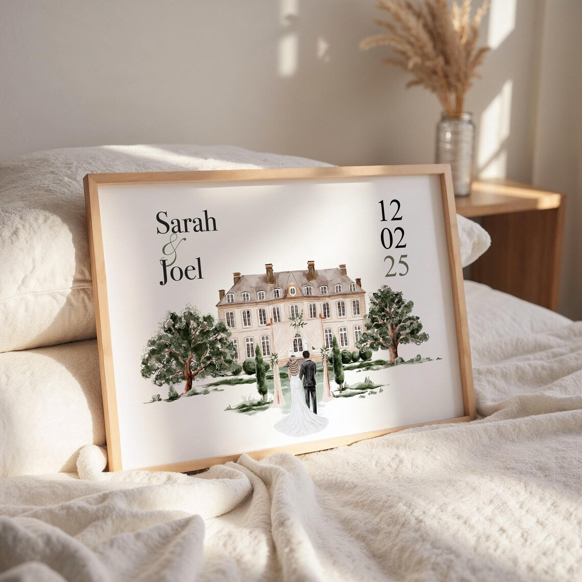 Personalisiertes Hochzeitsgeschenk – Poster mit Brautpaar Illustration