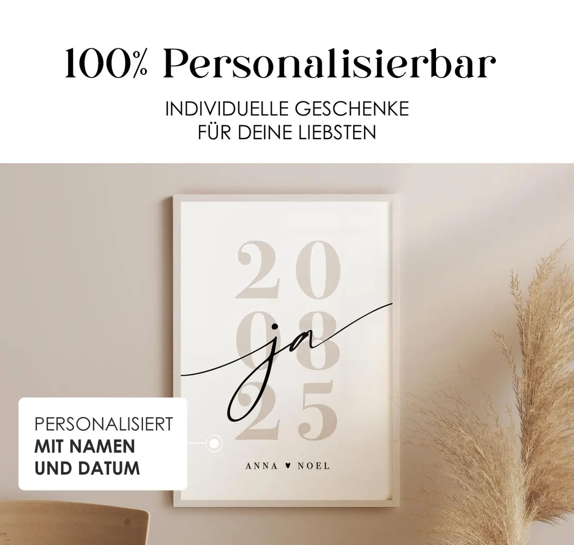 Ja Hochzeit Geschenk für das Brautpaar - Hochzeitsgeschenk mit Datum