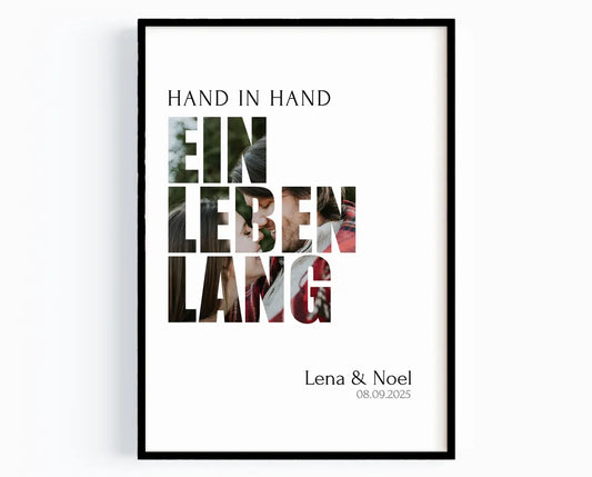 Hand in Hand ein Leben lang Geschenk Verlobung, Jahrestag, Hochzeitstag