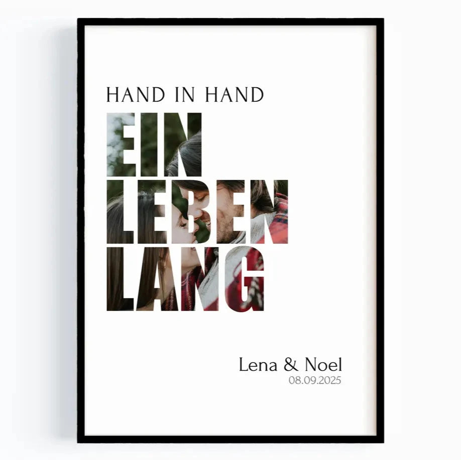 Hand in Hand ein Leben lang Geschenk Verlobung, Jahrestag, Hochzeitstag