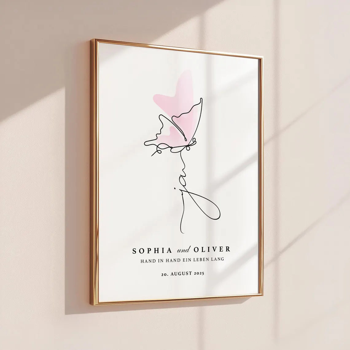 Ja Hochzeit Geschenk personalisiert mit Namen - Hand in Hand Poster Brautpaar