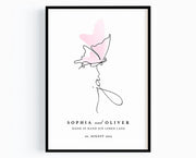 Ja Hochzeit Geschenk personalisiert mit Namen - Hand in Hand Poster Brautpaar