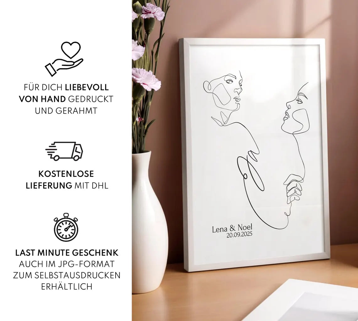 Personalisiertes JA Poster Geschenk für Brautpaar zur Hochzeit