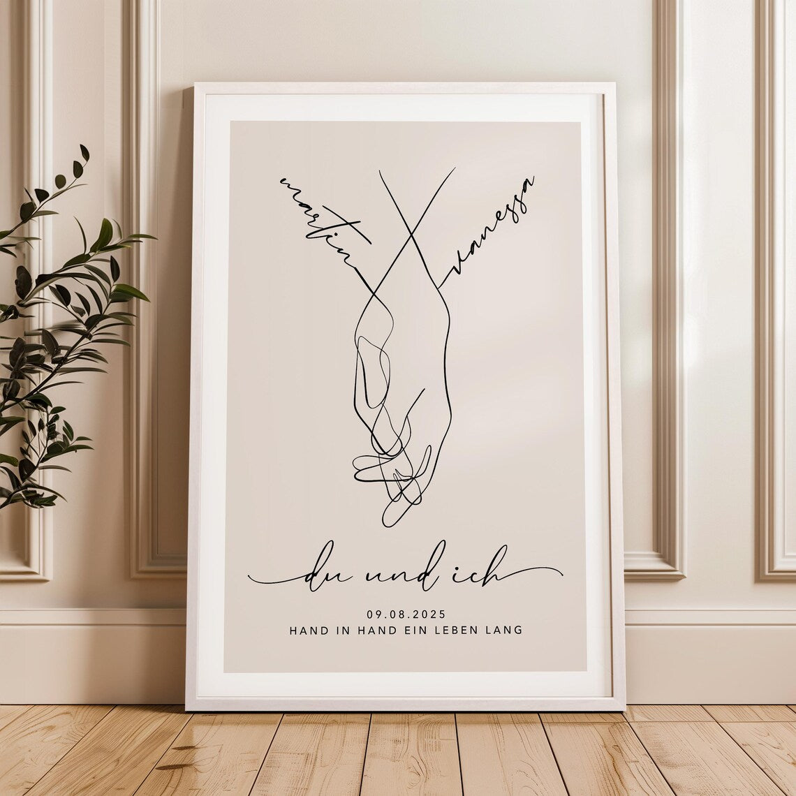 Du und ich Bild – Personalisiertes Hochzeitsgeschenk für Brautpaar Verlobungsgeschenk
