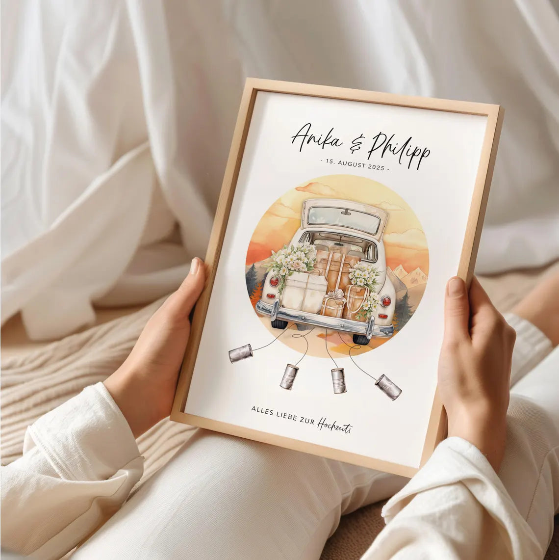 Hochzeitsgeschenk Geld – Bild mit Auto für Brautpaar