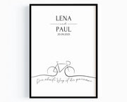 Hochzeit Geschenk personalisiertes Fahrrad Poster A4 A3 A2
