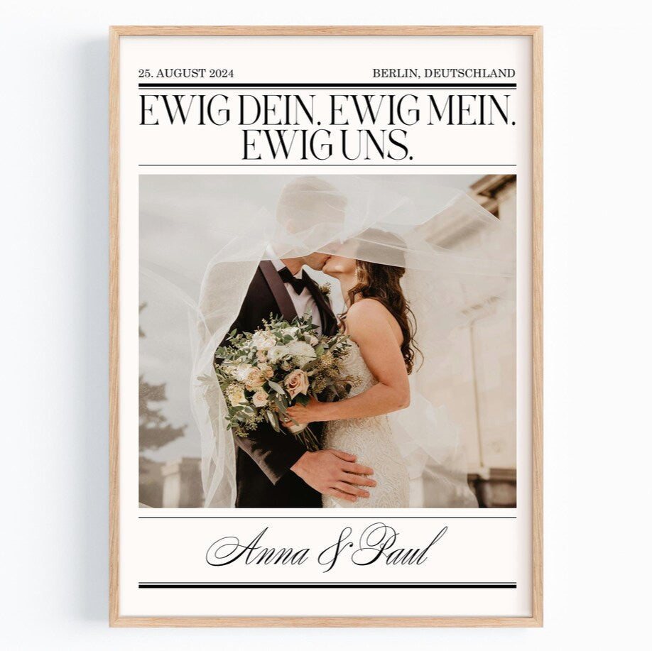 Hochzeitstag Geschenk Poster mit Hochzeitsfoto - Boho Stil