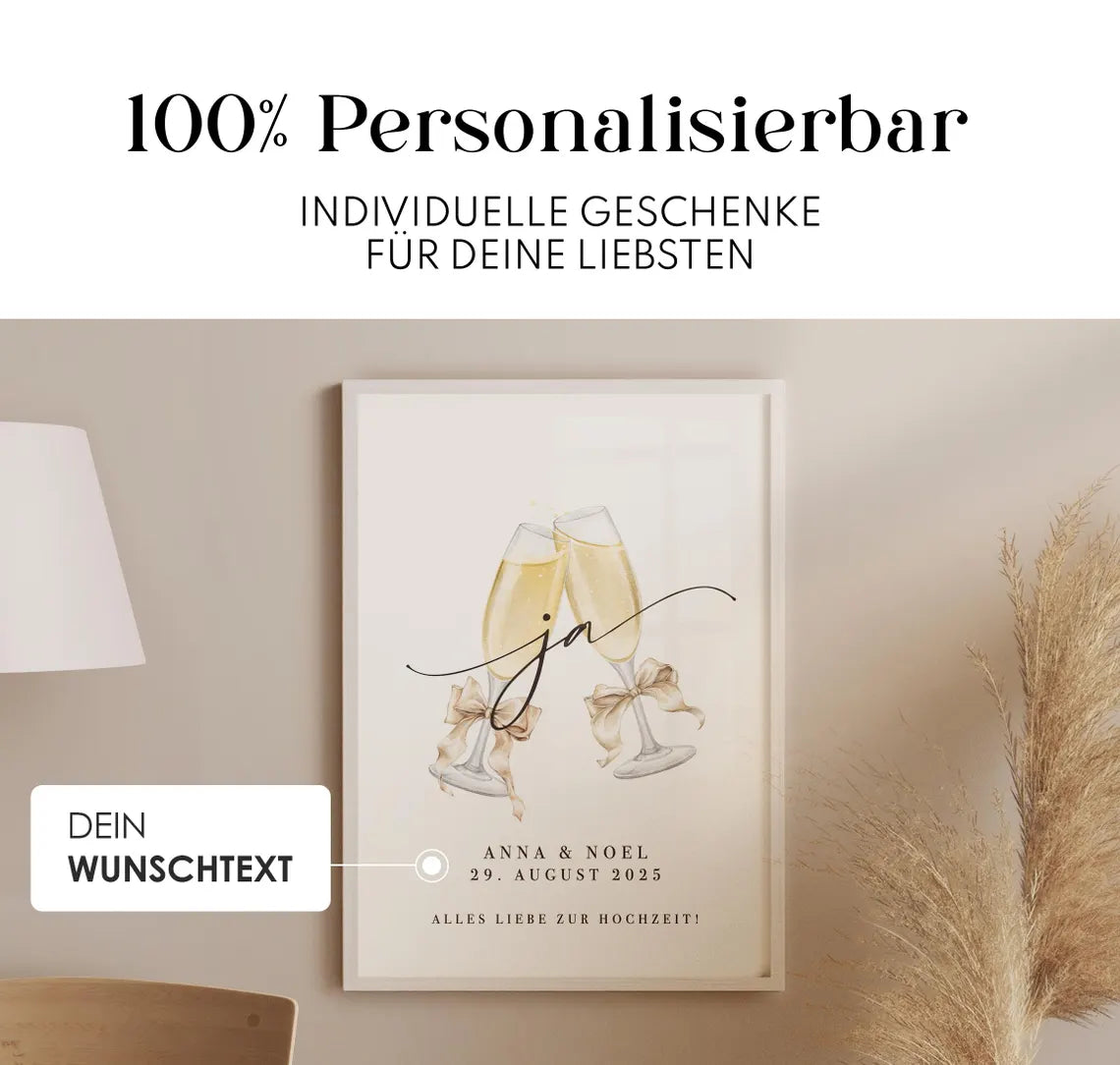 Hochzeitsgeschenk „Ja“ Bild für das Brautpaar – Alles Liebe zur Hochzeit