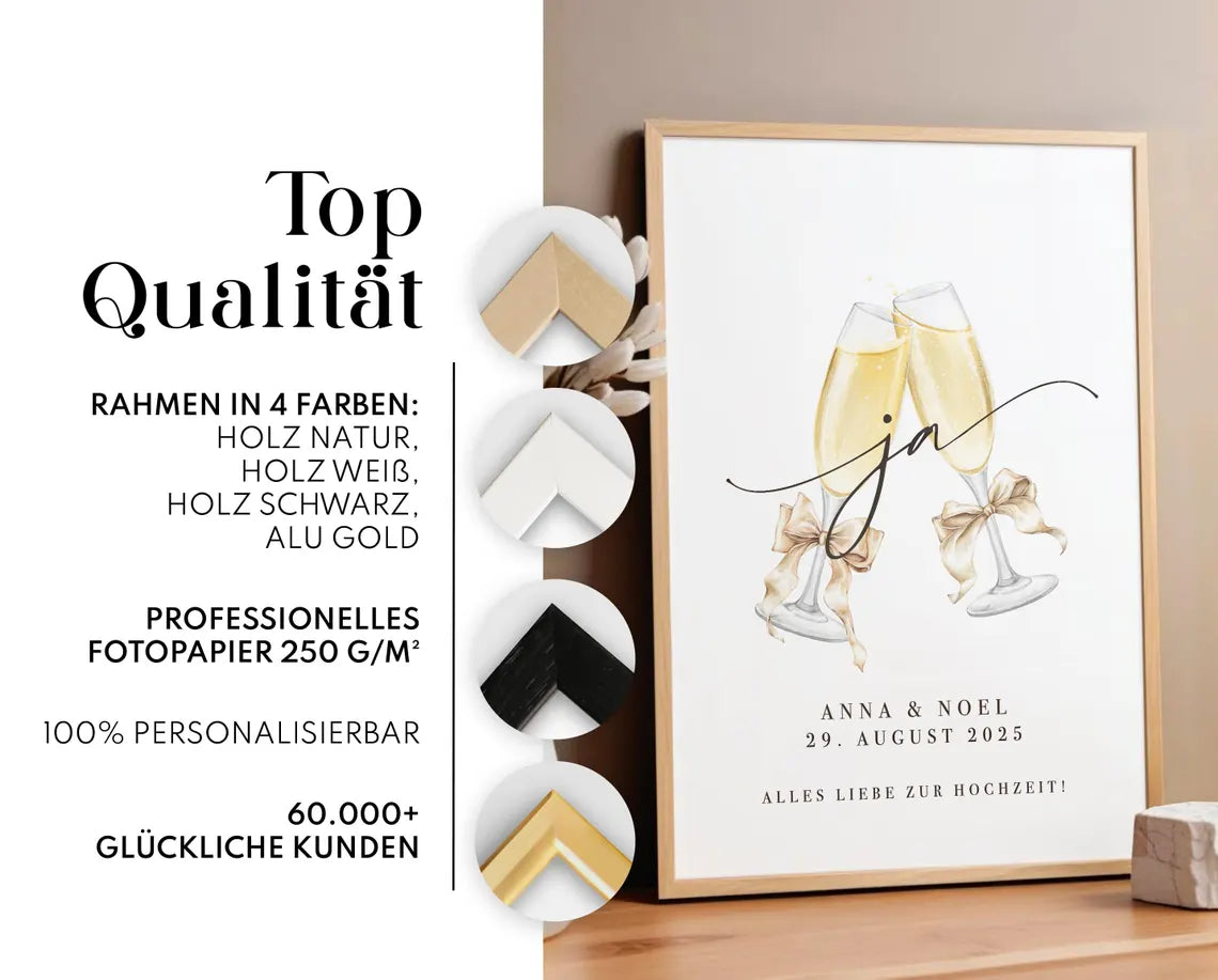 Hochzeitsgeschenk „Ja“ Bild für das Brautpaar – Alles Liebe zur Hochzeit